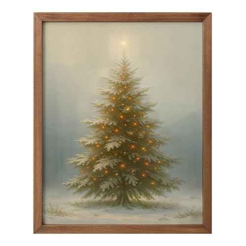 TSDTUO UNFRAMED Winter Christmas Tree Wall Art Print, Vintage Print Wall Art, Snowy Forest Tree Painting, Winter Decor, Vintage Forest Painting, Christmas Decor Wall Art (11x14 INCH)