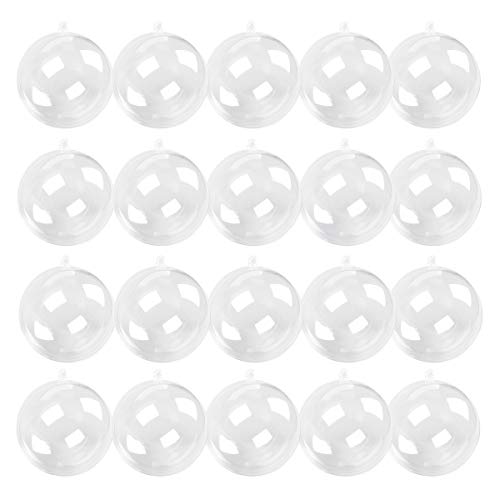 Kingrol 20 Pack 4 Inch Clear Plastic Fillable Christmas Ornament Balls
