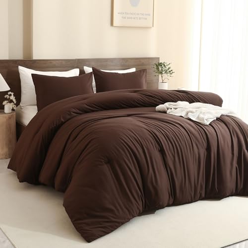 Earthy Brown Comforter Set Twin Size - All-Season Lightweight Bedding with Pillowcase