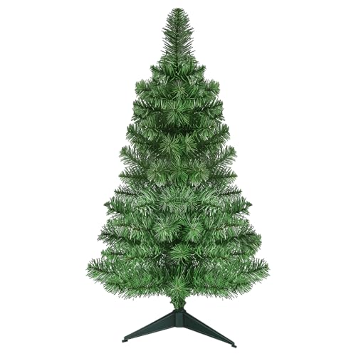 OULONGER 3ft Premium Artificial Mini Christmas Tree, Tabletop Green with Foldable Base, 160 Tips