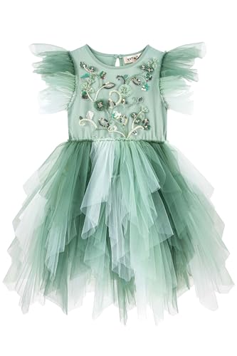 Tutu Dress for Girls - Embroidered Tulle Tiered Layered Flower Toddler Dress for Wedding & Birthday