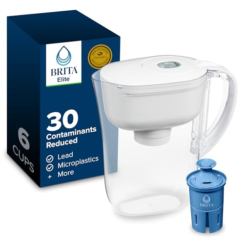 Brita Small 6-Cup Water Filter Pitcher with Elite Filter - White