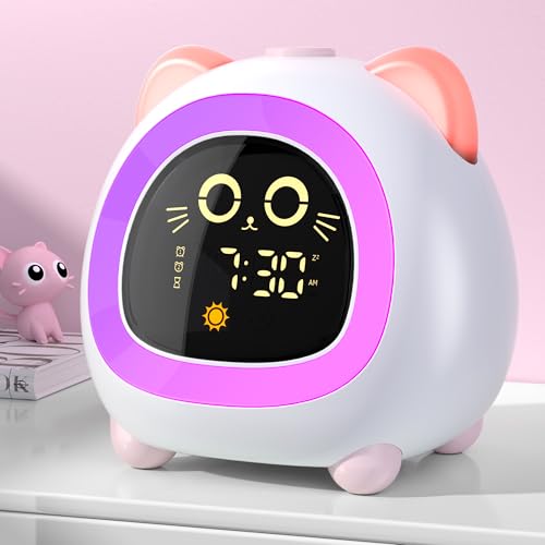 ANALOI Pink Kids Alarm Clock with Ok to Wake & Sleep Training for Girls