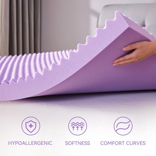 SINWEEK Queen Size 1.5 Inch Egg Crate Memory Foam Mattress Topper - Soft Bed Pad for Pain Relief