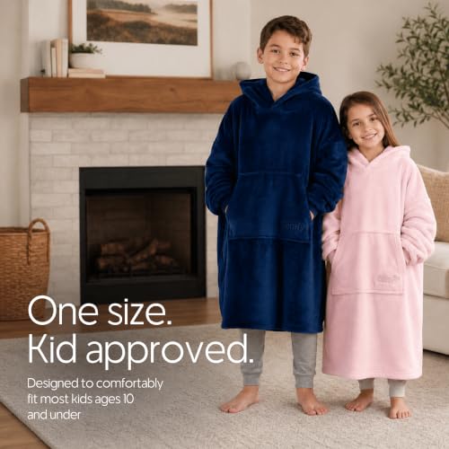 Kids Light Blue Wearable Blanket - The Comfy Dream Jr Shark Tank No Sherpa
