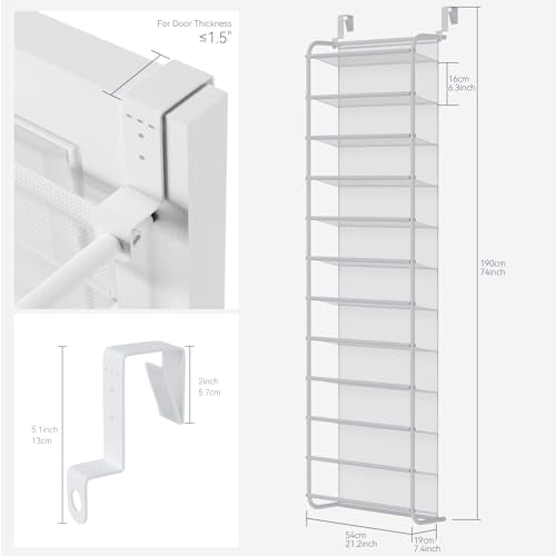 White Over The Door Shoe Organizer 12 Tiers 36-Pair Capacity - Whitmor