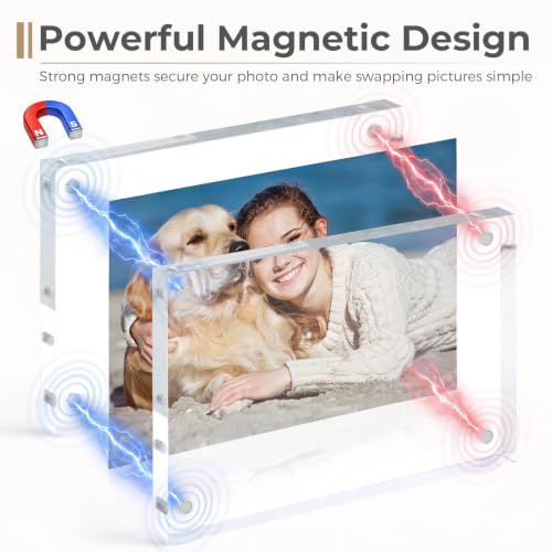 5x7 Acrylic Picture Frame Set - 5 Pack Thicker Frameless Double-Sided Display