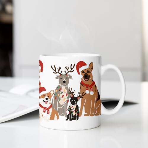 Multicolor Christmas Dog Coffee Mug - Funny Dog Lover Gift 11oz Ceramic