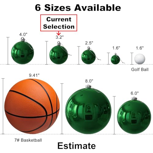 Emerald Green 3.2" Large Christmas Balls - Tree Decoration Ornaments