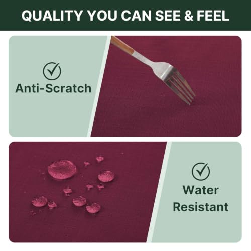 H.VERSAILTEX 60 x 120 Inch Linen Textured Tablecloth, Christmas Red – Premium 260gsm Polyester, Waterproof & Wrinkle-Resistant