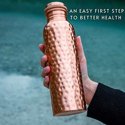 Copper Water Bottle - 34 Oz Extra Large Hammered Pure Copper Vessel for Drinking - Kosdeg