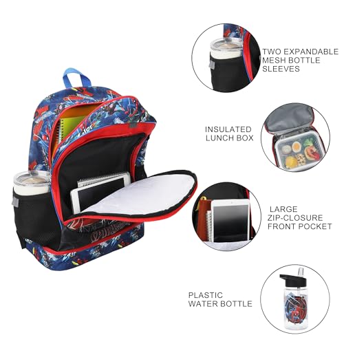 Kids Spider-Man Backpack Set with Lunch Kit & Water Bottle - Red, One Size