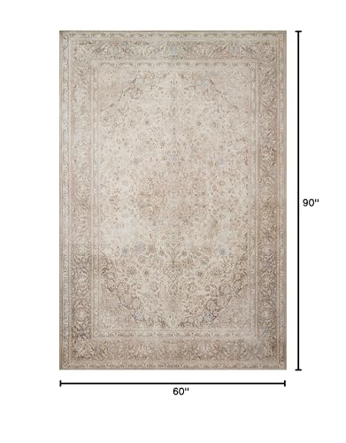 Loloi Loren Sand Taupe Area Rug - 5' x 7'6" Rectangular Vintage Style