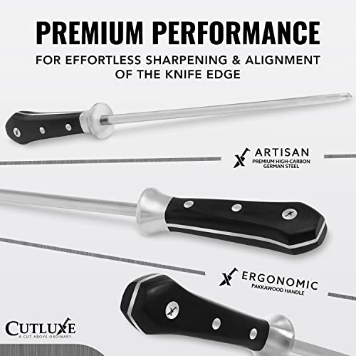 Cutluxe 10-Inch Honing Steel for Knives – Premium Knife Sharpening Rod