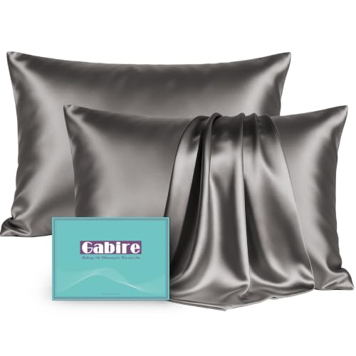 Gabire Mulberry Silk Pillowcases Set of 2 King Grey - Skin & Hair Care