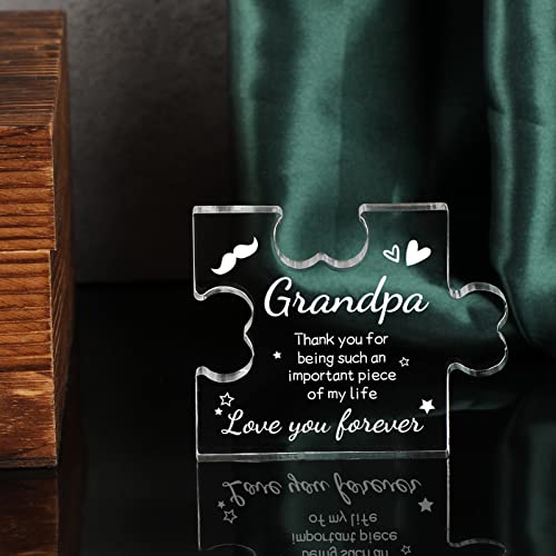 Grandpa Gifts Acrylic Plaque – Puzzle Style Birthday Gift for Grandpa (Variation: Grandpa) – Funnli