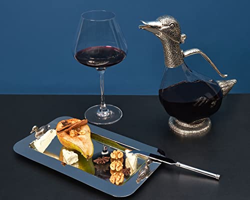 Rigeli Silverplated Duck Decanter 750ml Wine Carafe with Handle - Elegant Gift for Men & Women
