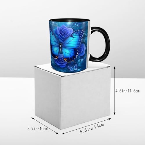 Beige Butterfly Coffee Mug 11 OZ Ceramic Tea Cup - Microwave & Dishwasher Safe Gift