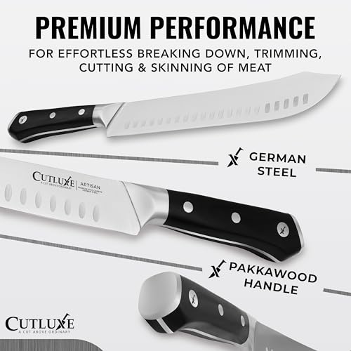 2-Piece Meat Carving Knife Set - Cimeter & Bullnose Butcher Knives, 10" German Steel