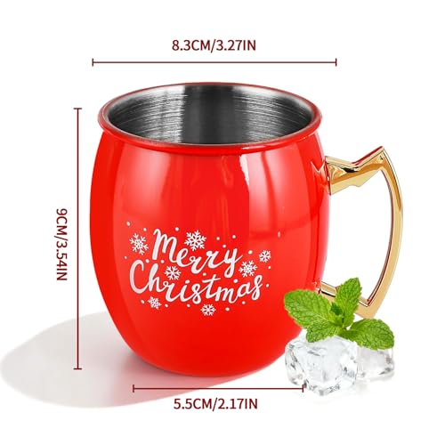 TJ Moscow Mule Mugs Set of 4 - 12 oz Copper Finish, 4 Color Variation