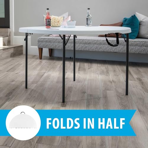 LIFETIME 4-Foot Fold-In-Half Round Commercial Table, White Granite
