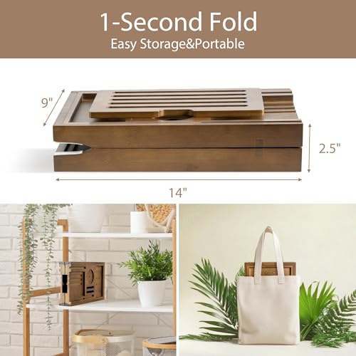 Realgulf Walnut Adjustable Bamboo Bathtub Tray Caddy 28.5-40 Inches