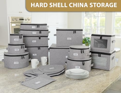 8-Piece Heavy Duty China Storage Container Set with Lid - Dish & Glass Organizer, Stackable, For Fine China and Dinnerware - Variation of THIS listing