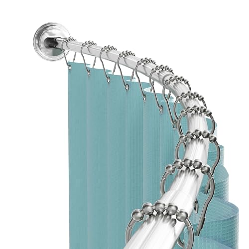Zenna Home Chrome Curved Tension Shower Curtain Rod 50-72 Inch No Drill
