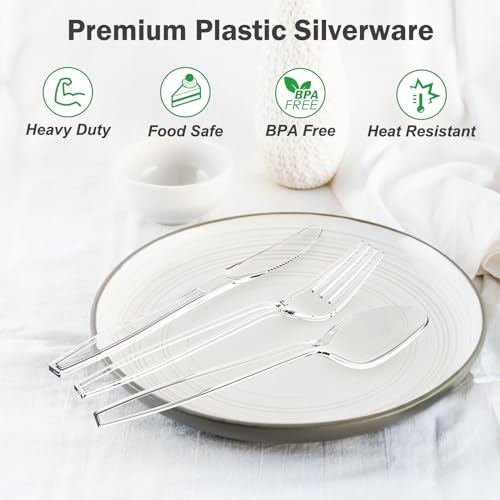 Clear Plastic Forks and Spoons Set - Heavy Duty, 360 Count, Disposable & Reusable Variation of THIS listing