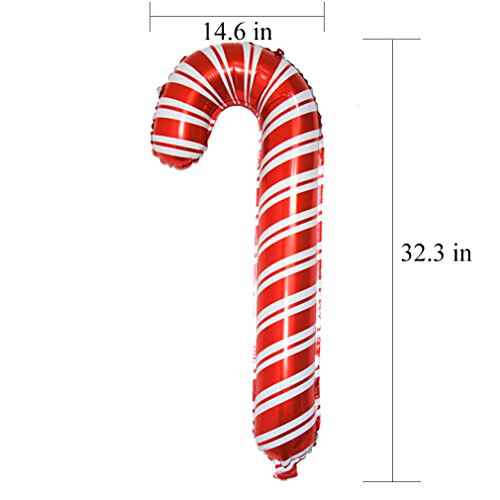3 Pack Christmas Candy Cane Aluminum Film Foil Balloons Big Holiday Balloons for Xmas Home Party Decoration