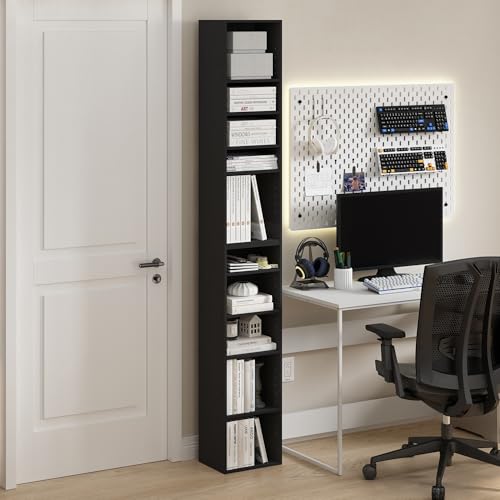 Furinno PASIR Blackwood 10-Tier Bookshelf, 12-Inch Wide Modern Bookcase