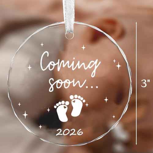 2026 Glass Christmas Hanging Ornament,Baby Coming Soon£¬Baby Pregnancy Announcement for Husband£¬Grandparents£¬Family (Come-Baby)