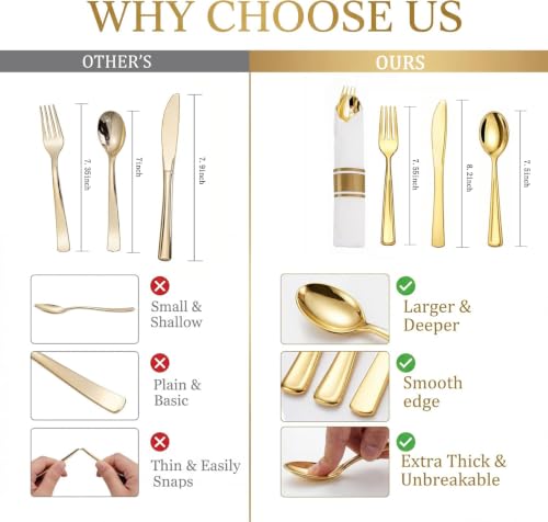 Liacere Gold Classic Disposable Silverware & Napkin Set 400pcs Party Pack
