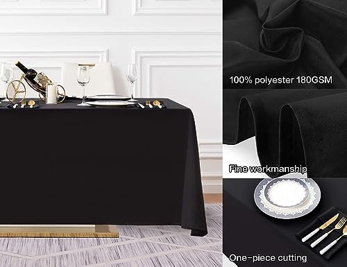 Surmente 5-Pack 90x132 Inch Black Rectangle Tablecloth for 6-8 Foot Tables