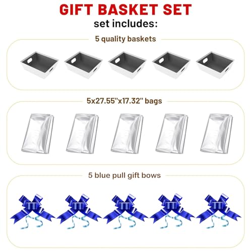 mioule White Gift Baskets, 5 Pack Empty Raff le Basket Kit (Variant: White)