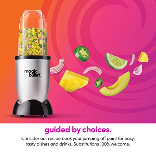 Magic Bullet 11-Piece Personal Blender for Shakes & Smoothies - Silver, 22oz, 250W, Model MBR-1101
