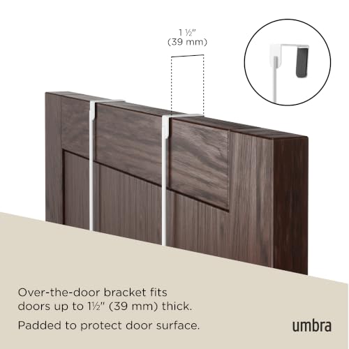 Umbra Estique Over-the-Door Coat Rack with 14 Hooks – Modern Wall & Door Organizer, White/Natural
