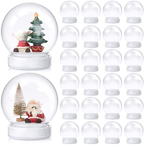 Mimorou 24 Pcs DIY Snow Globes Bulk with Detachable Bases - Christmas Decorations