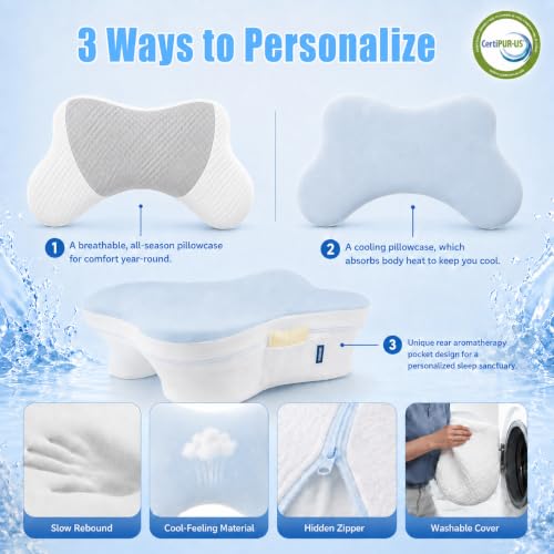 MONSAO High Loft Side Sleeper Pillow with Arm Hole - Ergonomic Memory Foam