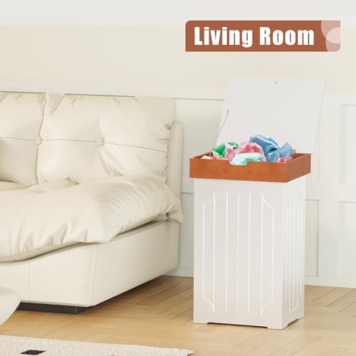 Function Home White Farmhouse Trash Can Cabinet 13 Gallon Kitchen Waste Bin