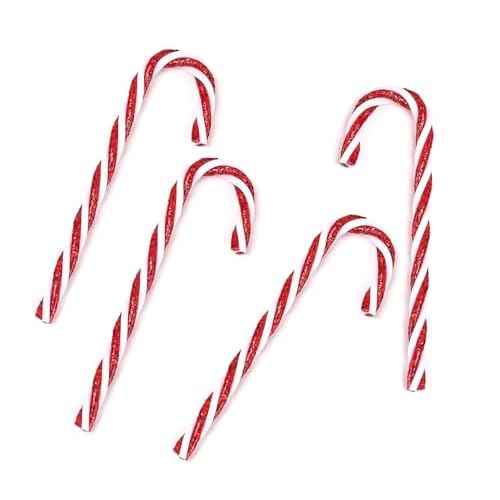 DAHI 32pcs Christmas Candy Cane Ornament Plastic Christmas Tree Hanging Ornament Twisted Red and White Crutch Candy Canes for Xmas Home Christmastree Decoration(red 12cm)