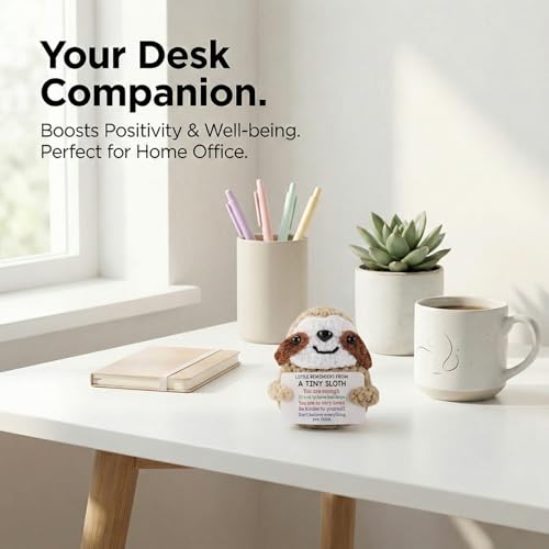 Mini Handmade Crochet Sloth Plush with Positive Affirmation Cards - Emotional Support Animal Gift