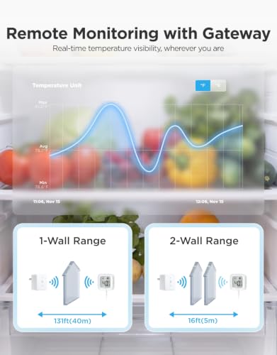 WiFi Refrigerator Thermometer with Gateway & LCD Display - BT Variation