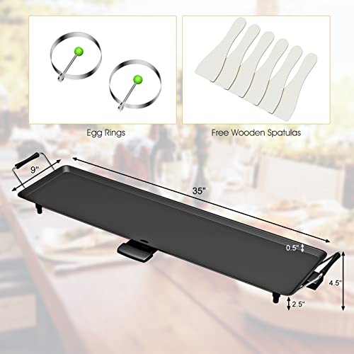 35-Inch Electric Griddle with Nonstick Surface, 2000W, Adjustable Temp, Drip Tray, Indoor Outdoor Cooking