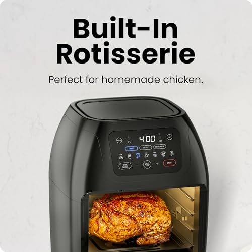 Chefman 10 Quart Digital Air Fryer with Rotisserie & 17 Presets, XL 10L, Black