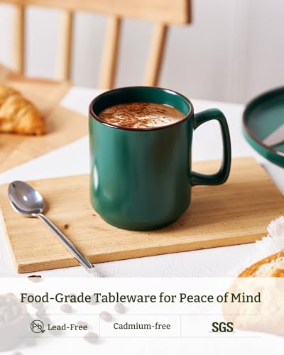 Dark Green Famiware 4-Piece 14oz Ceramic Coffee Mug Set - Nebula Design