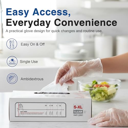 Large Vinyl Exam Disposable Gloves Latex-Free Clear 4 Mil - 1000 pcs