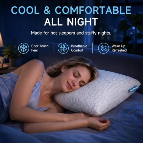 QUTOOL King Cooling Pillow Set of 2 - Adjustable Shredded Memory Foam, CertiPUR-US, White, Basic / King