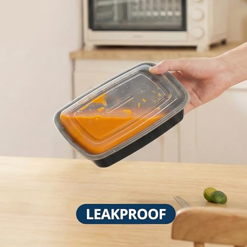Tiya Meal Prep Containers with Lids - 150 Pack 12 oz BPA-Free Plastic