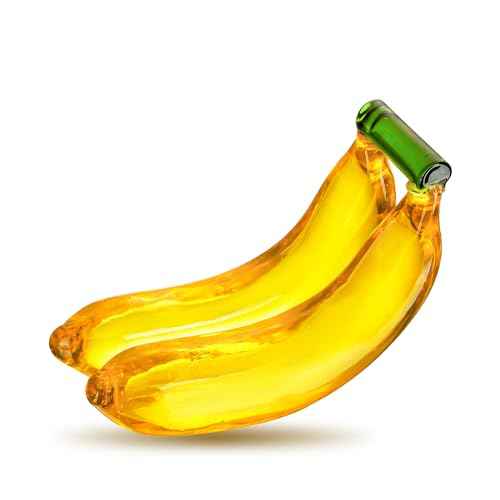 Handmade Glass Fruit Decor Crystal Banana Figurine Yellow Fruits Decoration for Home Kitchen Glass Banana Ornament Fall Harvest Thanksginging Centerpiece Decor for Home Office Desk